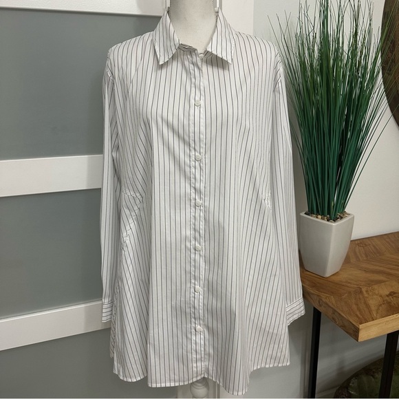 STELLA CARAKASI Center Stage Shirt Striped White Button-Up Top SZ XXL Luxury EUC - Picture 4 of 11
